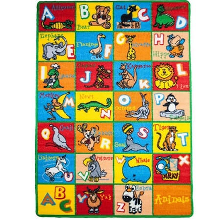 Sintechno 5 X 7 Ft. Kids Abc Animal Children Synthetic Rectangle Area Rug SA-ANIMAL57